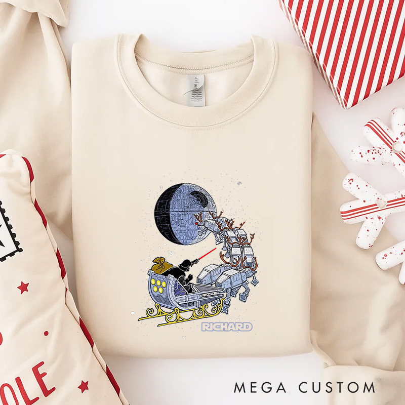 Personalized Star Sled Christmas Classic Sweatshirt Galaxy War Film Crewneck Movie Holiday Shirt