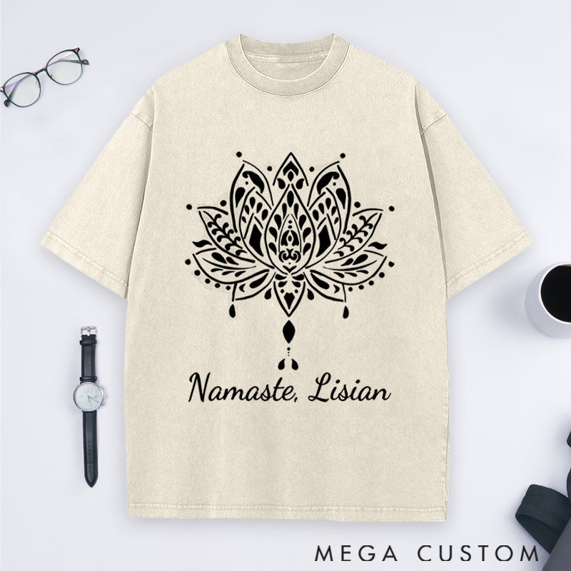 Personalized Namaste T-Shirt with Elegant Lotus Design Perfect Gift for Yoga Lover and Daily Wear