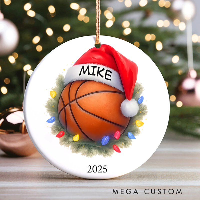 Personalized Basketball Christmas Ornament with Custom Name and Year