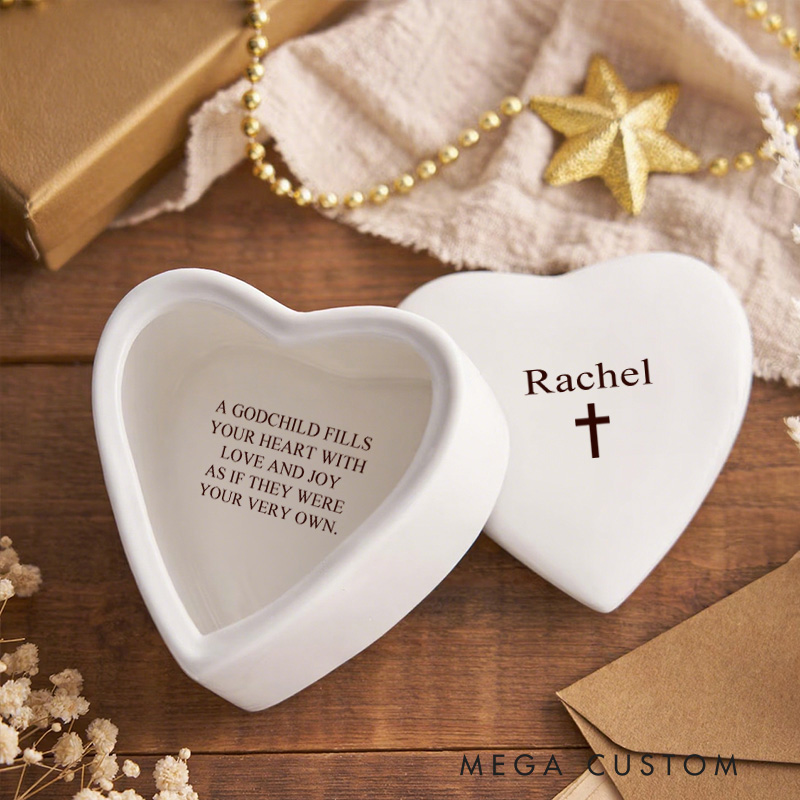 Personalized Classic Cross Ceramic Jewelry Box Keepsake Box with Name and Text Religious Gift Birthday Gift for Women