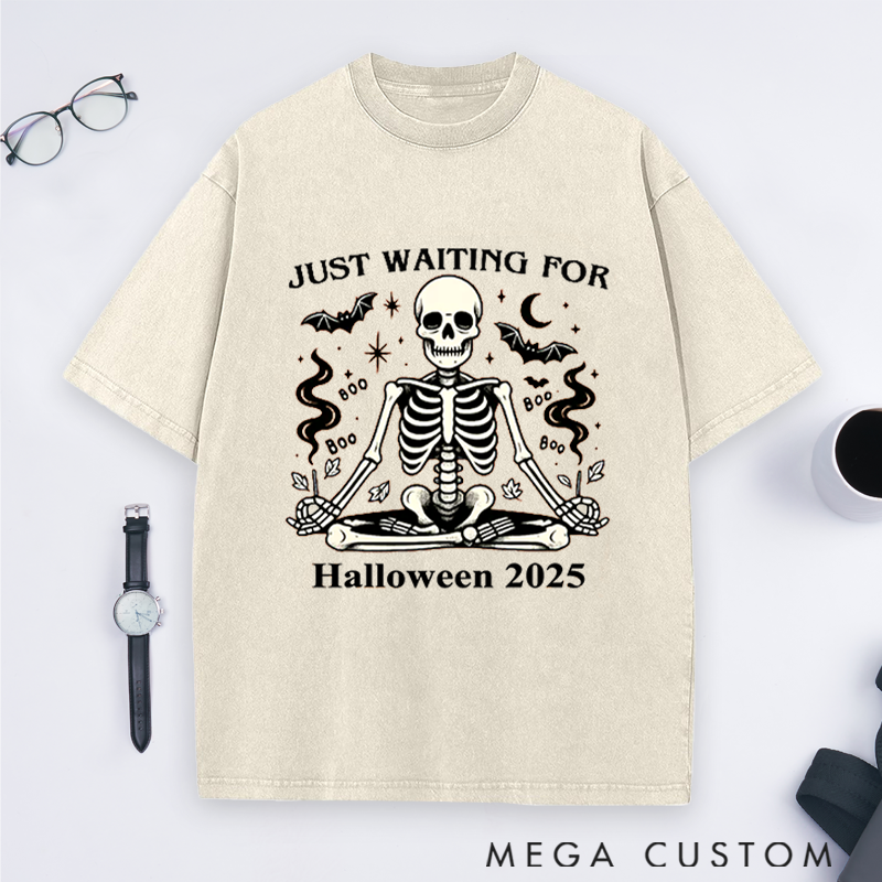 Personalized Funny Halloween Yoga T-Shirt with Skeleton Meditation Design Perfect Gift for Yoga Lover and Halloween
