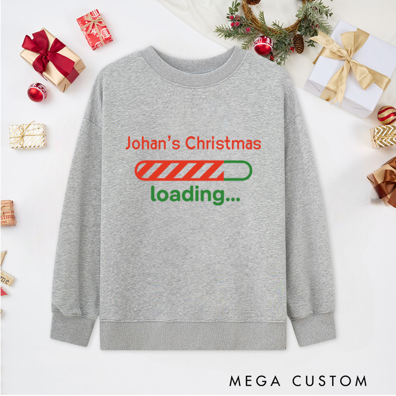 Personalized Funny Christmas Loading Bar Sweatshirts Computer Technology Lovers Sweatshirts Christmas Gift for Geek