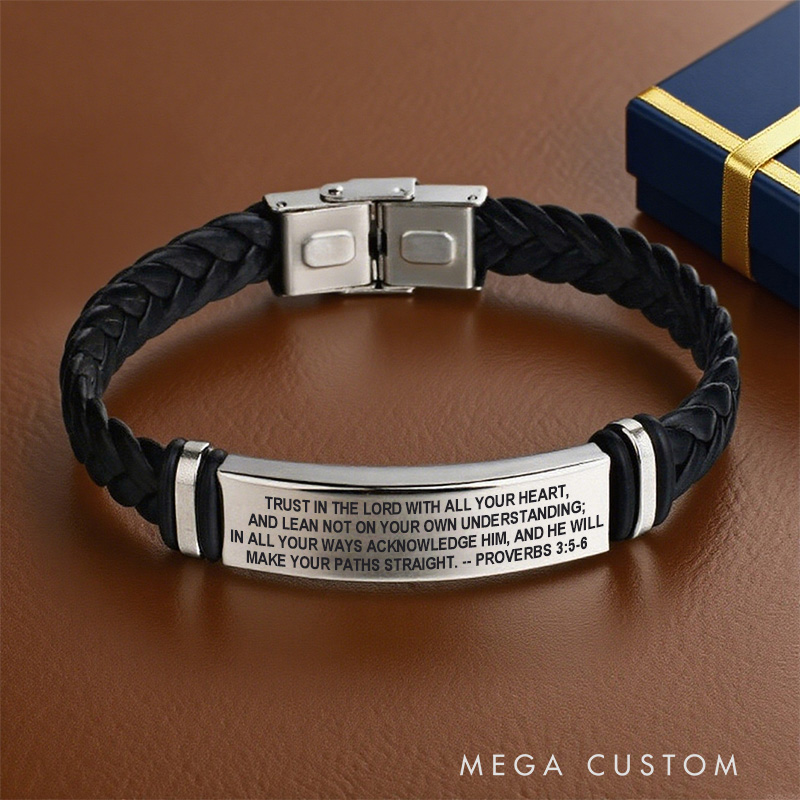 Personalized Engraved Scripture Bracelet Religious Jewelry Bible Verse Bracelet Christian Gift for Him Men