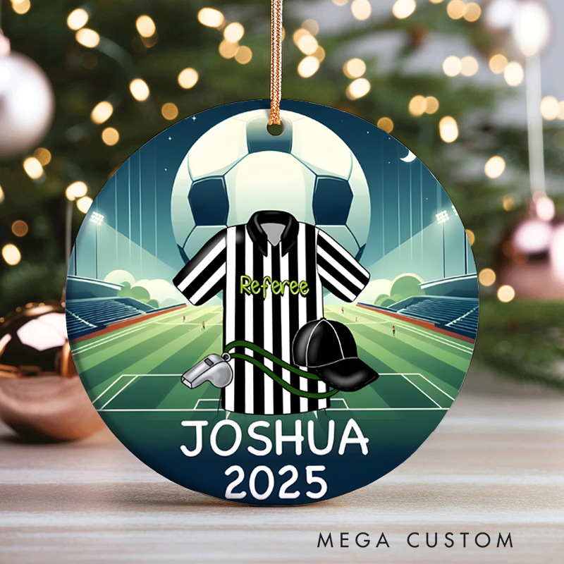Personalized Soccer Referee Ornament with Custom Name and Year