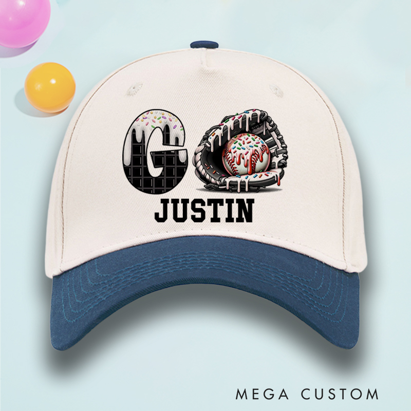 Personalized Fun Ice Cream Baseball Hat with Customizable Name