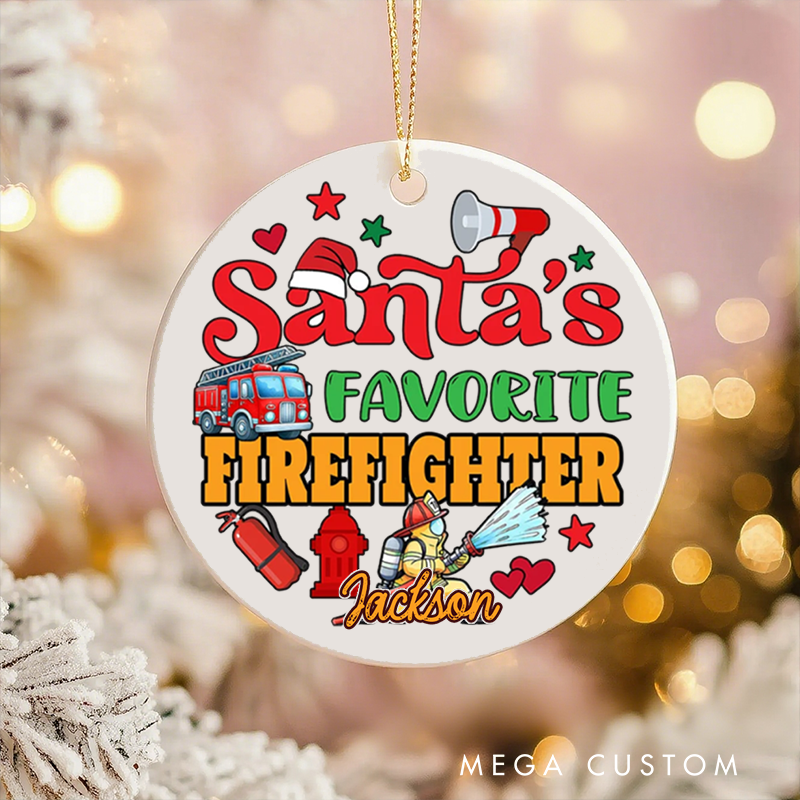 Personalized Firefighter Christmas Ornament Santa's Favorite Holiday Gift for Firefighter