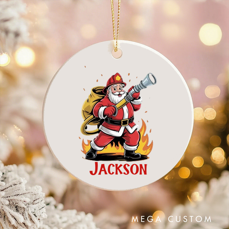 Personalized Firefighter Christmas Ornament Santa Firefighter Design Gift