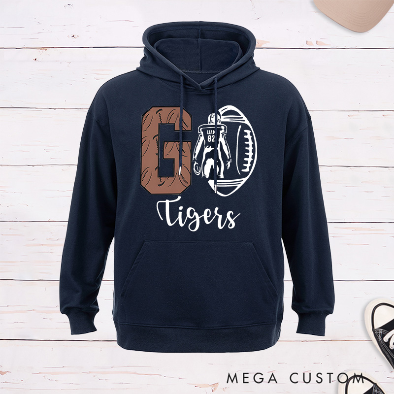 Personalized American Football Element Go Hoodie with Custom Name and Number