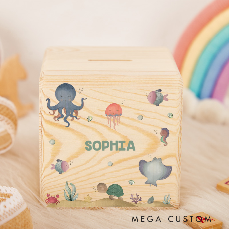 Personalized Ocean Piggy Bank Underwater Adventure with Custom Name and Sea Life Fun