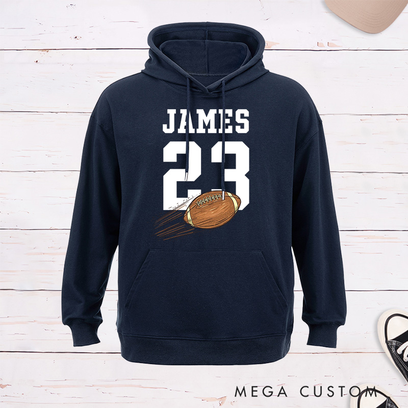 Personalized American Football and Rugby 3D Design Hoodie with Custom Multicolor Name and Number