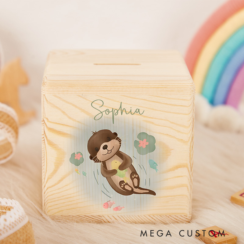 Personalized Sloth Piggy Bank Relaxed Vibes with Custom Name and Cute Sloth Illustration