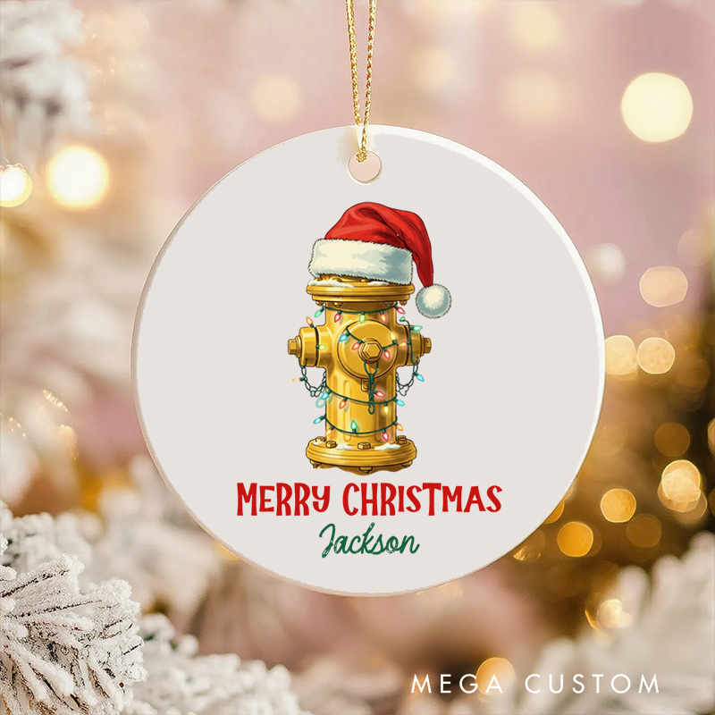 Personalized Firefighter Christmas Ornament Festive Fire Hydrant Design Gift