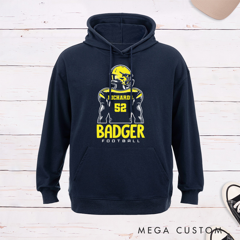 Personalized American Football Hoodie with Custom Team Name and Number on the Player Back
