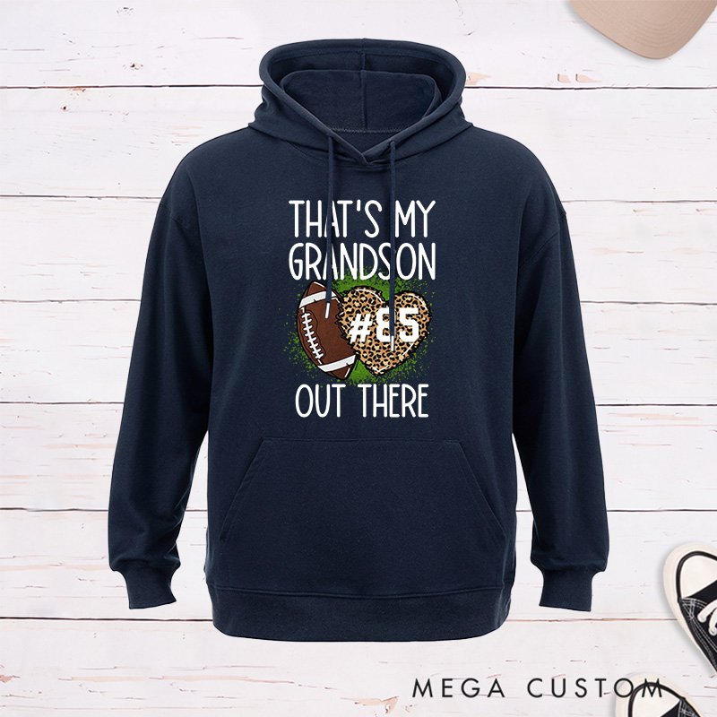 Personalized Leopard Print American Football for Grandma Hoodie with Custom Number