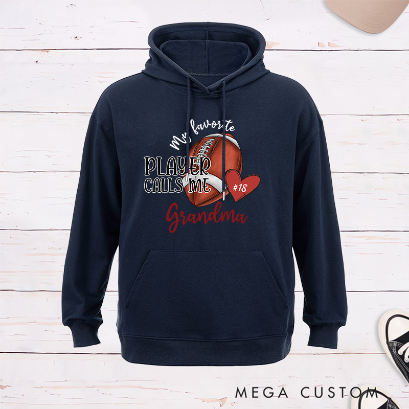 Personalized American Football  "My Favorite Player" Hoddies with Custom Number