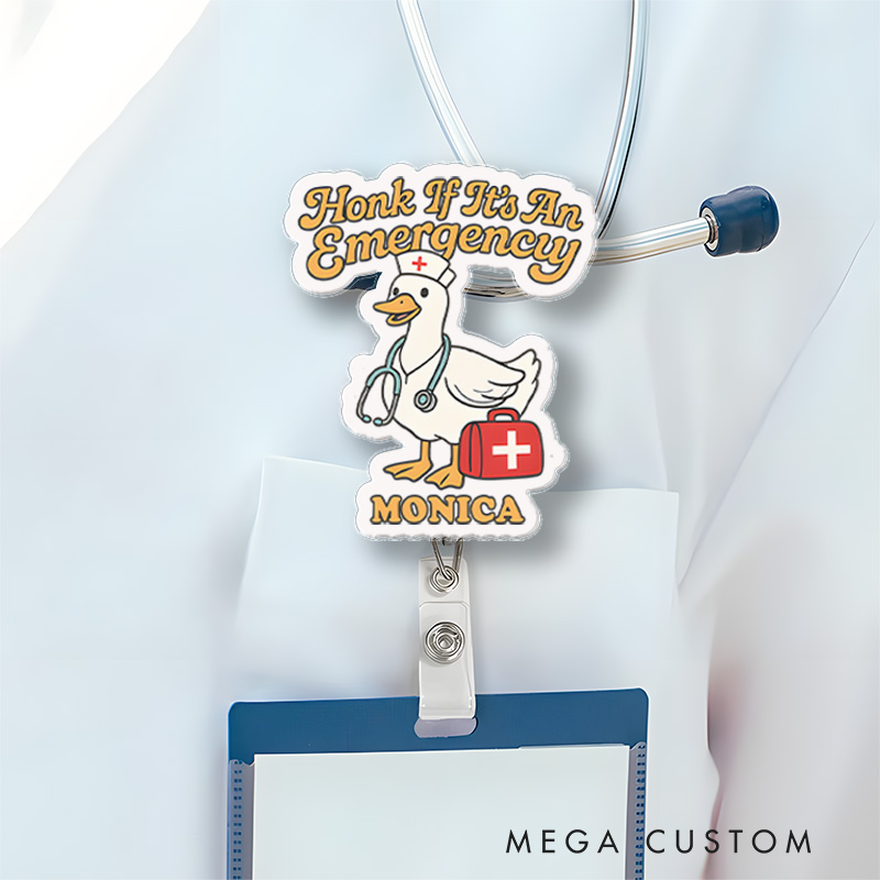 Personalized Nurse Badge Reel Customized Honk If It's an Emergency Design Badge Holder Nurse Badge Staff Reel Gift 