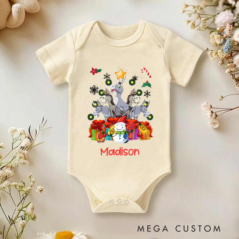 Personalized Christmas Characters Baby Onesie Perfect for a Playful and Joyful Holiday Celebration Baby Onesie