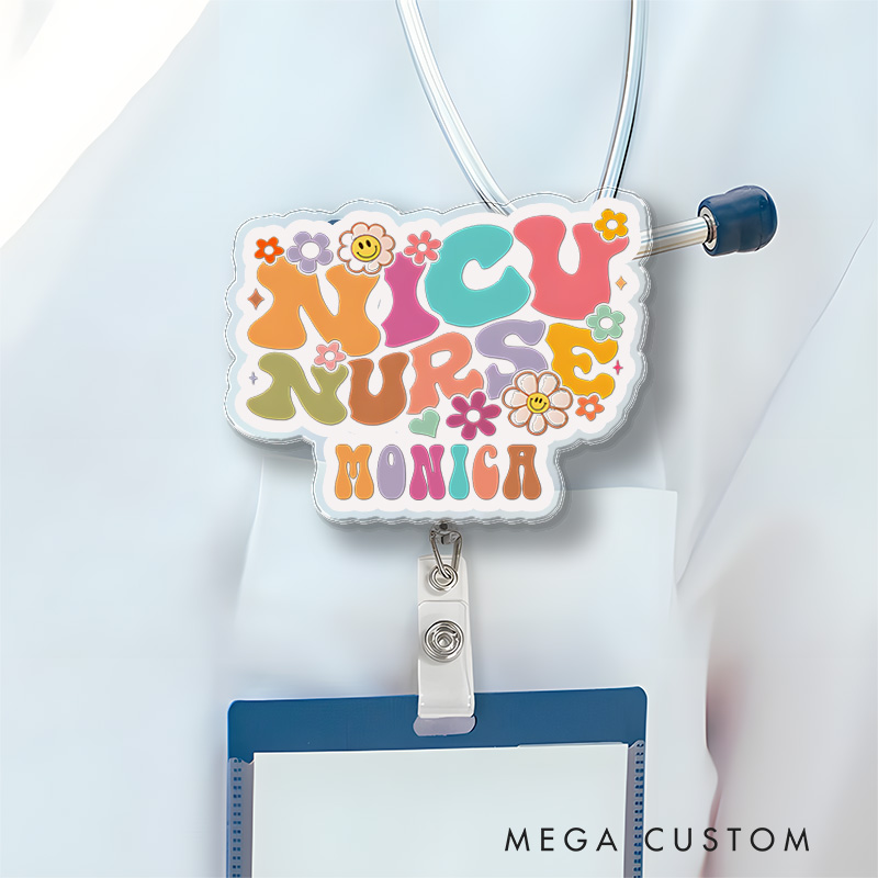Personalized Nurse Badge Reel Customized NICU Nurse Design Badge Holder Nurse Badge Staff Reel Gift 