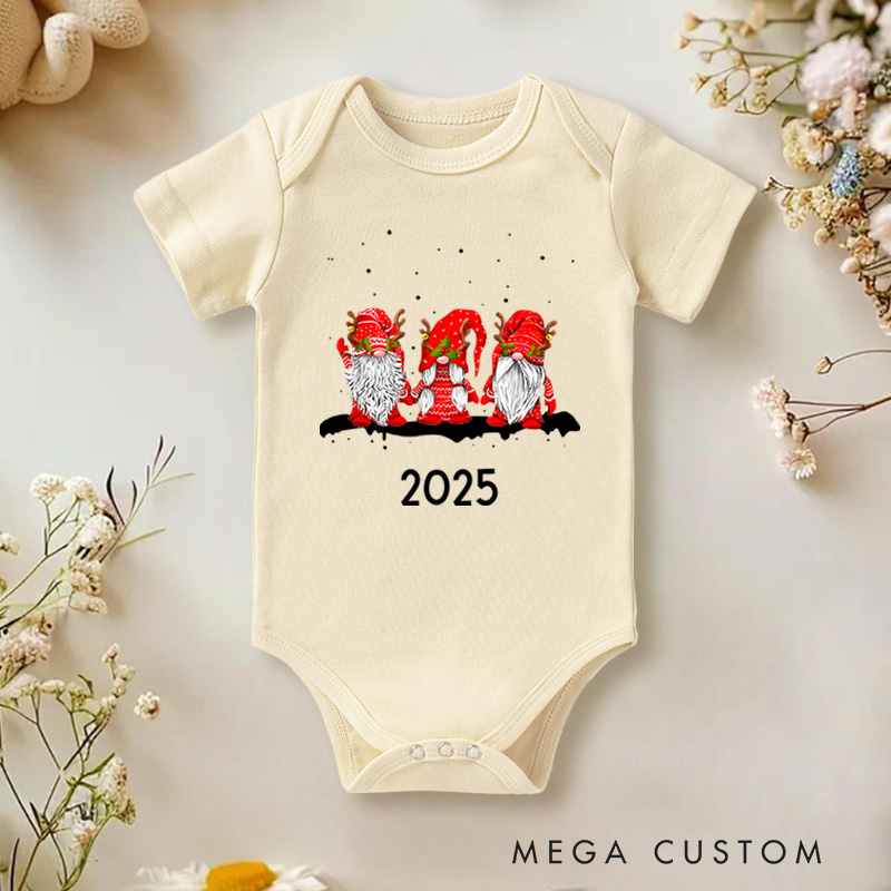 Personalized Christmas Gnomes Baby Onesie Perfect for Adding a Whimsical Touch to Holiday Outfits Baby Onesie