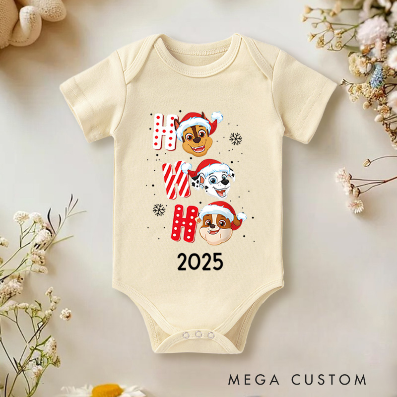 Personalized Ho Ho Ho Christmas Baby Onesie Perfect for Adding Festive Cheer to Holiday Celebrations Baby Onesie