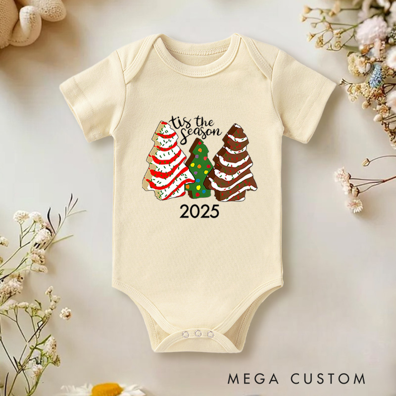 Personalized Tis the Season Christmas Trees Baby Onesie Perfect for Marking a Festive Holiday Moment Baby Onesie
