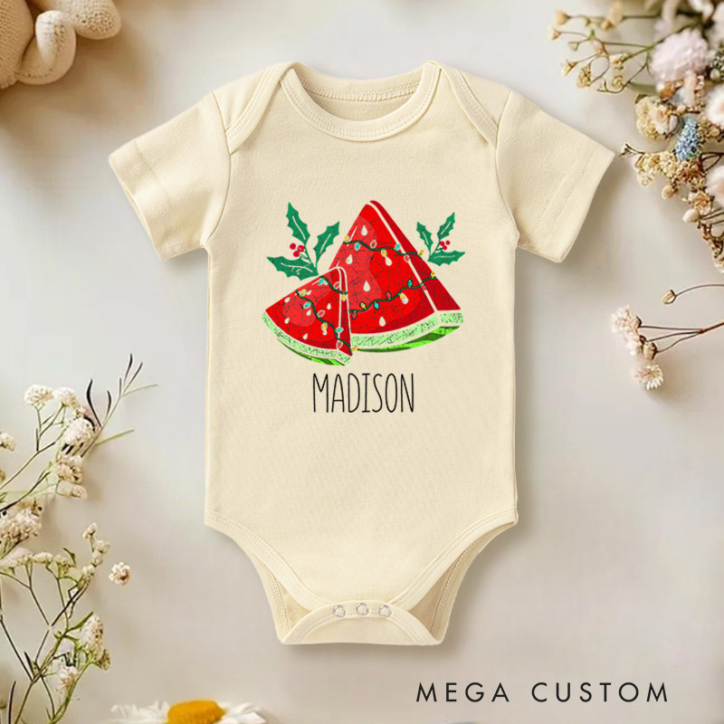 Personalized Christmas Present Baby Onesie Perfect for Celebrating the Holiday Spirit with Joy Baby Onesie