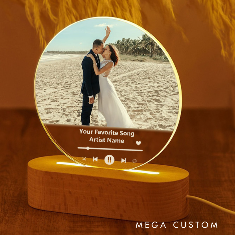 Personalized Photo Night Light Couples Photo Gift and Custom Light Up Picture Song Plaque