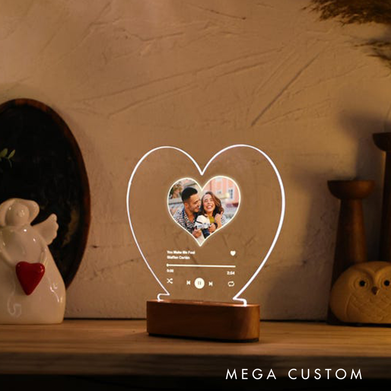 Personalized Song Plaque Night Light Gifts Custom Song Gift Custom Photo & Song Gift