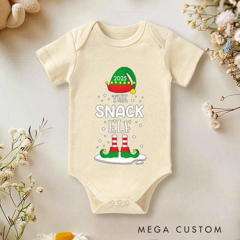 Personalized Snack Elf Baby Onesie Perfect for Adding Playful Fun to Holiday Gatherings Baby Onesie