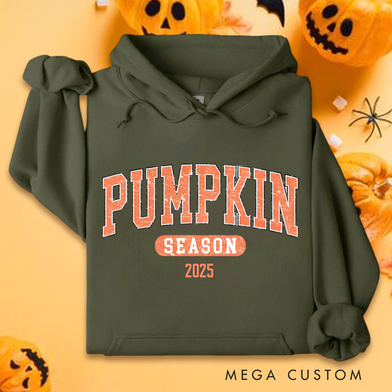 Personalized Pumpkin Season Classic Autumn Inspired Typography Halloween Hoodies