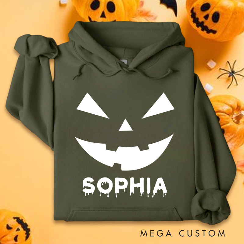 Personalized Iconic Jack Lantern Expression for Fun Festive Hoodies