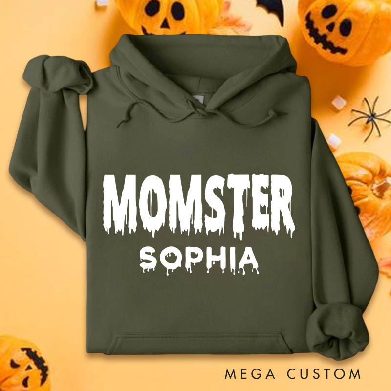 Personalized Bold and Humorous Momster Text for Chic Everyday Hoodies