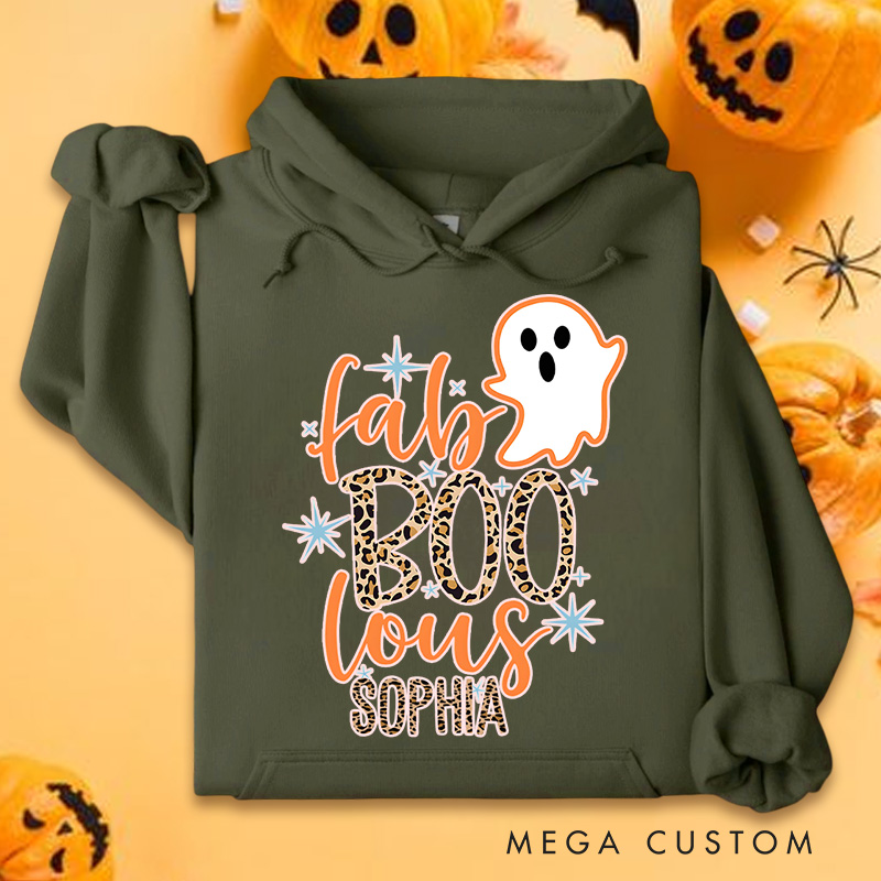 Personalized Fab BOO lous Ghost with Glittering Accents for Stylish and Chic Seasonal Hoodies