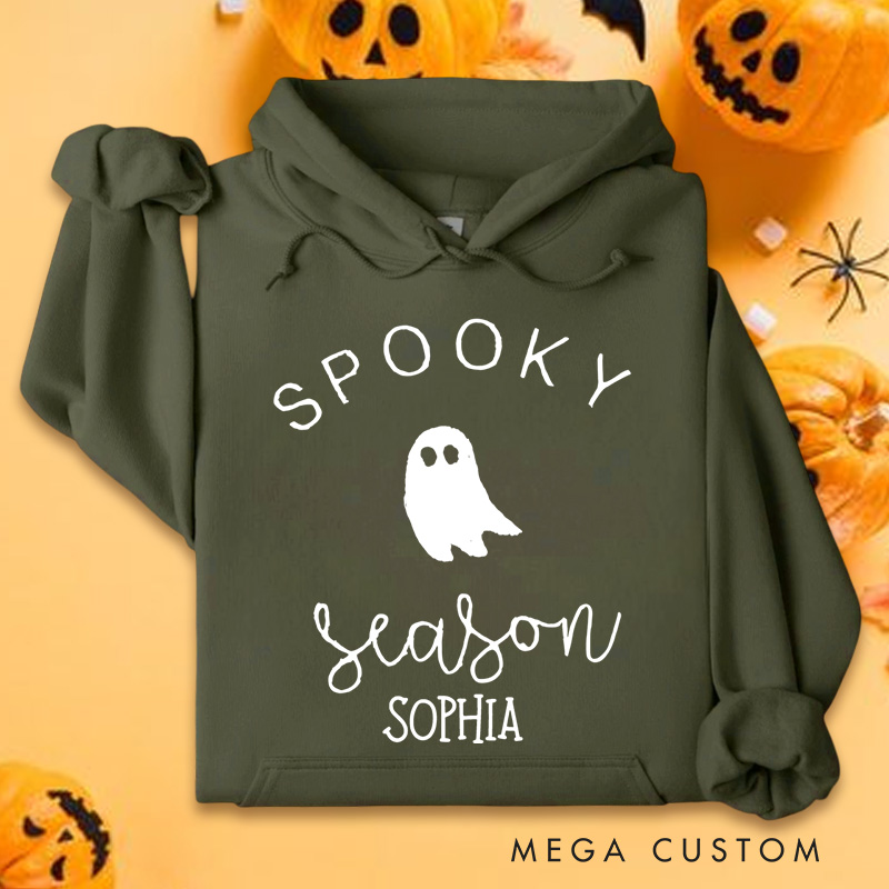 Personalized Minimalist Spooky Season Ghost Design for Trendy and Casual Everyday Hoodies