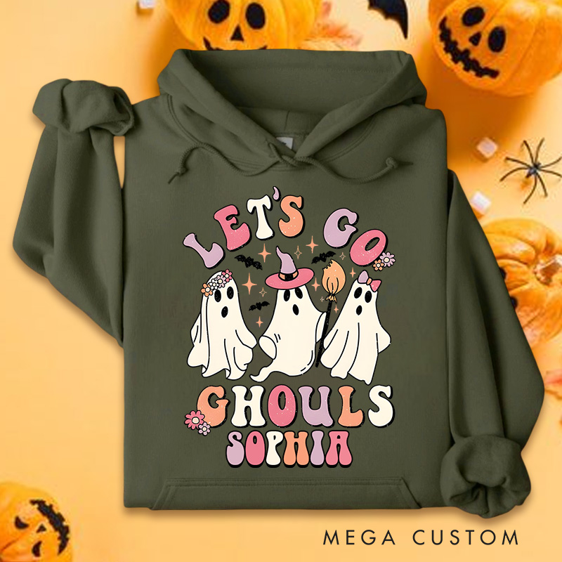 Personalized Let's Go Ghouls with Adorable and Playful Ghosts for Cheerful and Vibrant Hoodies
