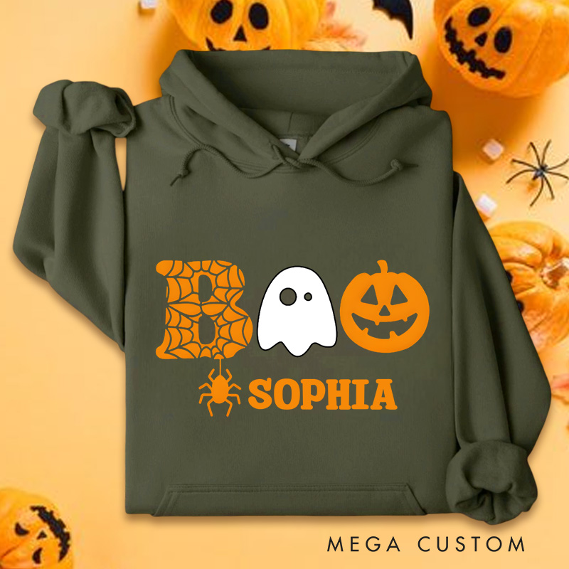 Personalized Boo and Pumpkin Icon Duo for Classic and Timeless Halloween Hoodies