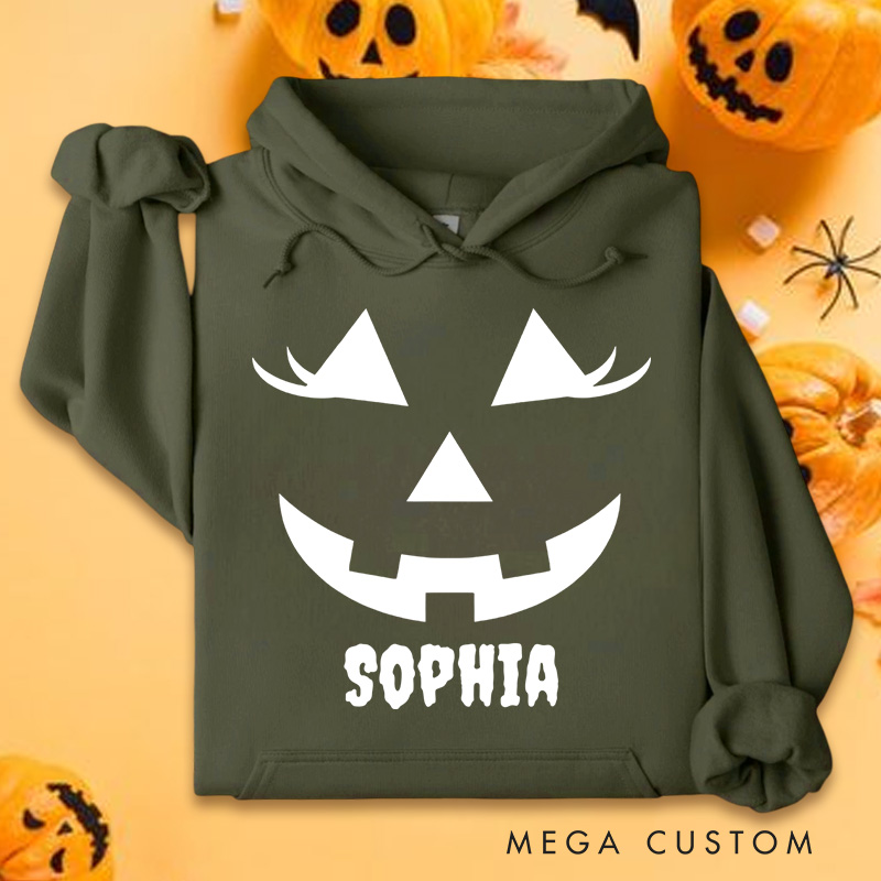Personalized Classic Jack O Lantern Face Silhouette for Timeless Festive Hoodies
