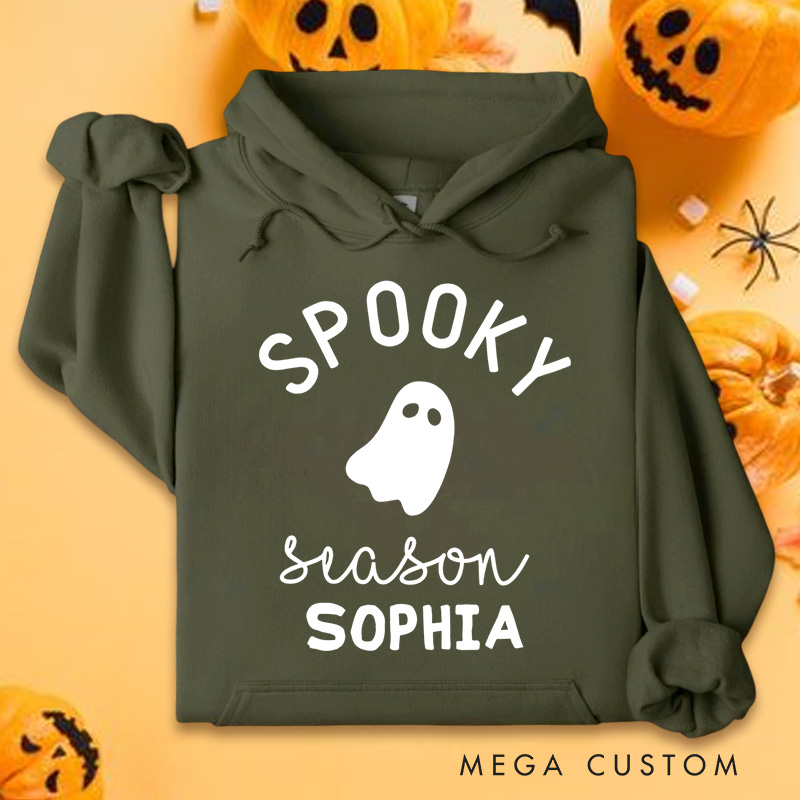 Personalized Minimalist Spooky Season Ghost Design for Casual Everyday Hoodies