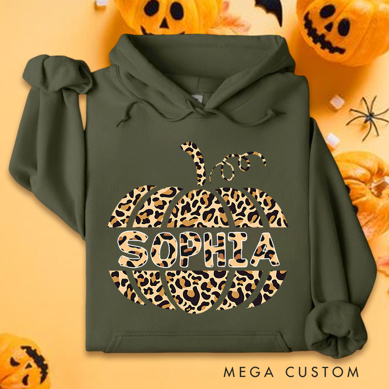 Personalized Leopard Print Pumpkin for Stylish and Fashion-Forward Hoodies