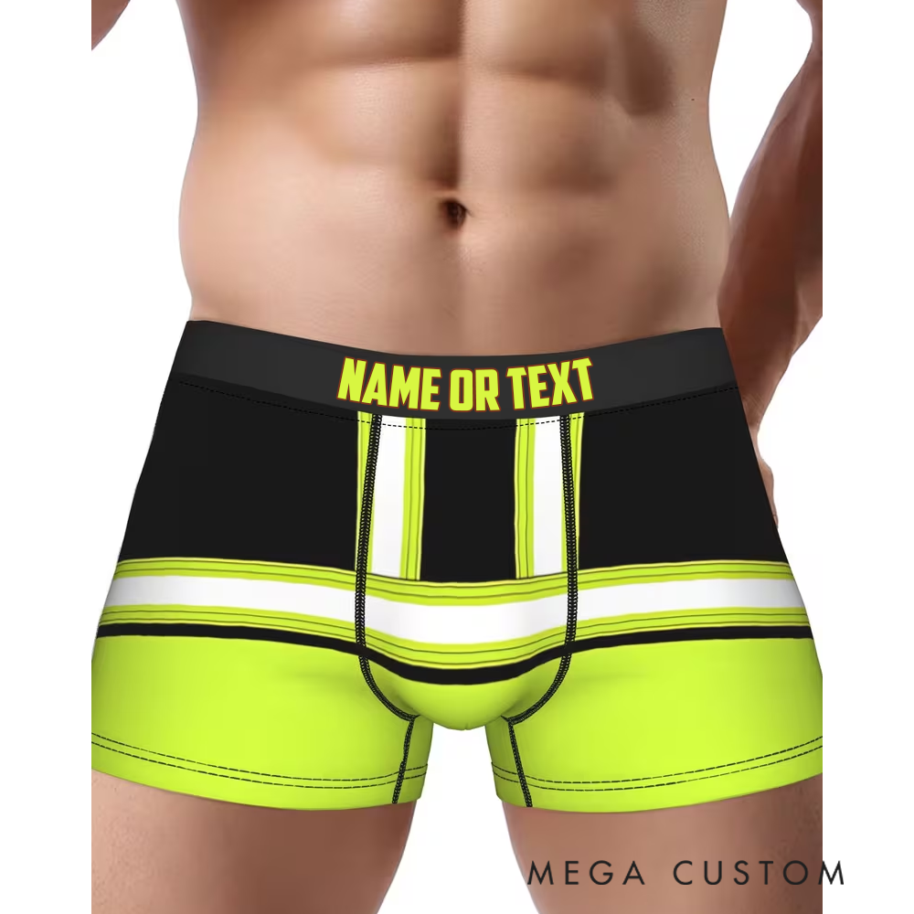 Personalized Firefighter Men's Boxer Briefs Custom Name and Reflective Gear Design Firefighter Gift