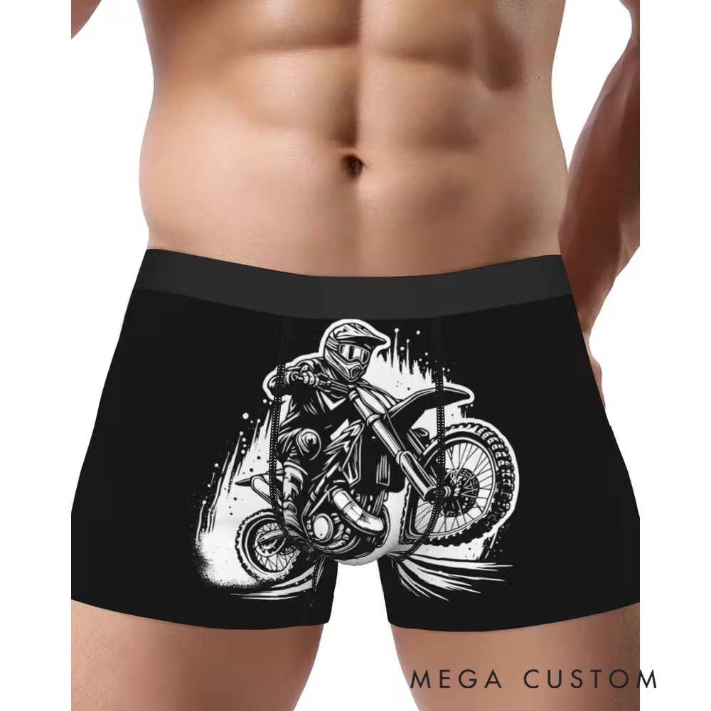 Personalized Motorcycle Enthusiast Men's Boxer Briefs Custom Photo Design Gift