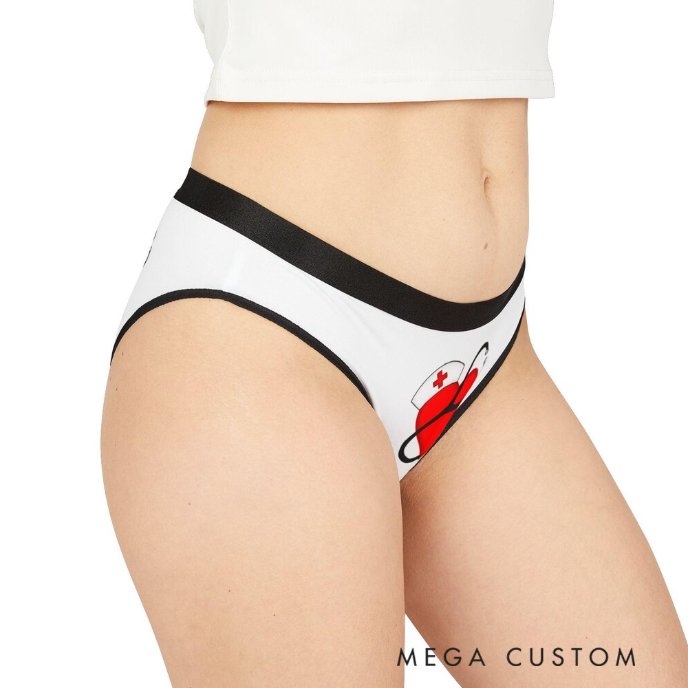 Personalized Women's Nurse Themed Underwear Custom Name with Nurse Hat and Heart Design Gift