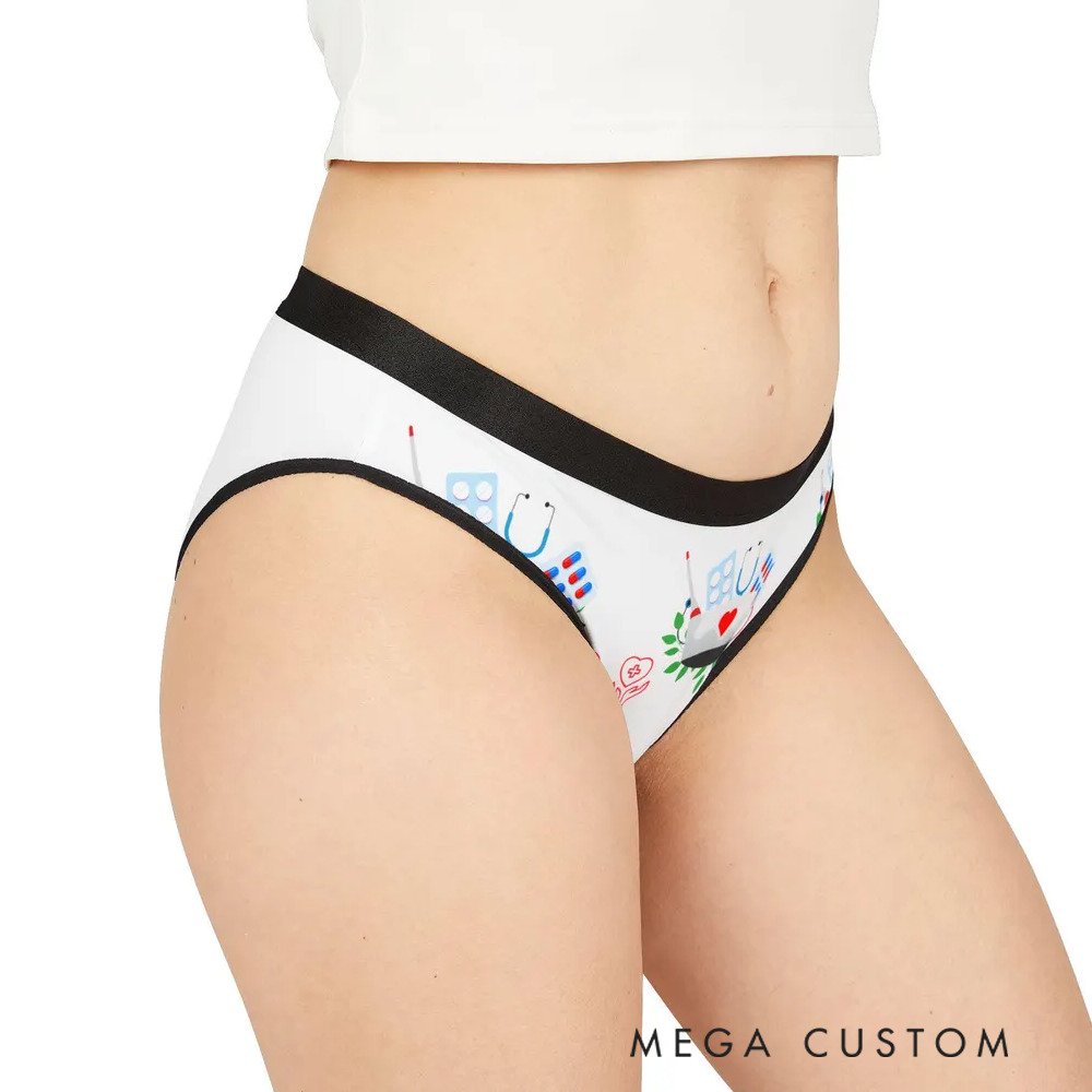 Personalized Women's Nurse Themed Underwear with Funny Quote and Heart Design Gift