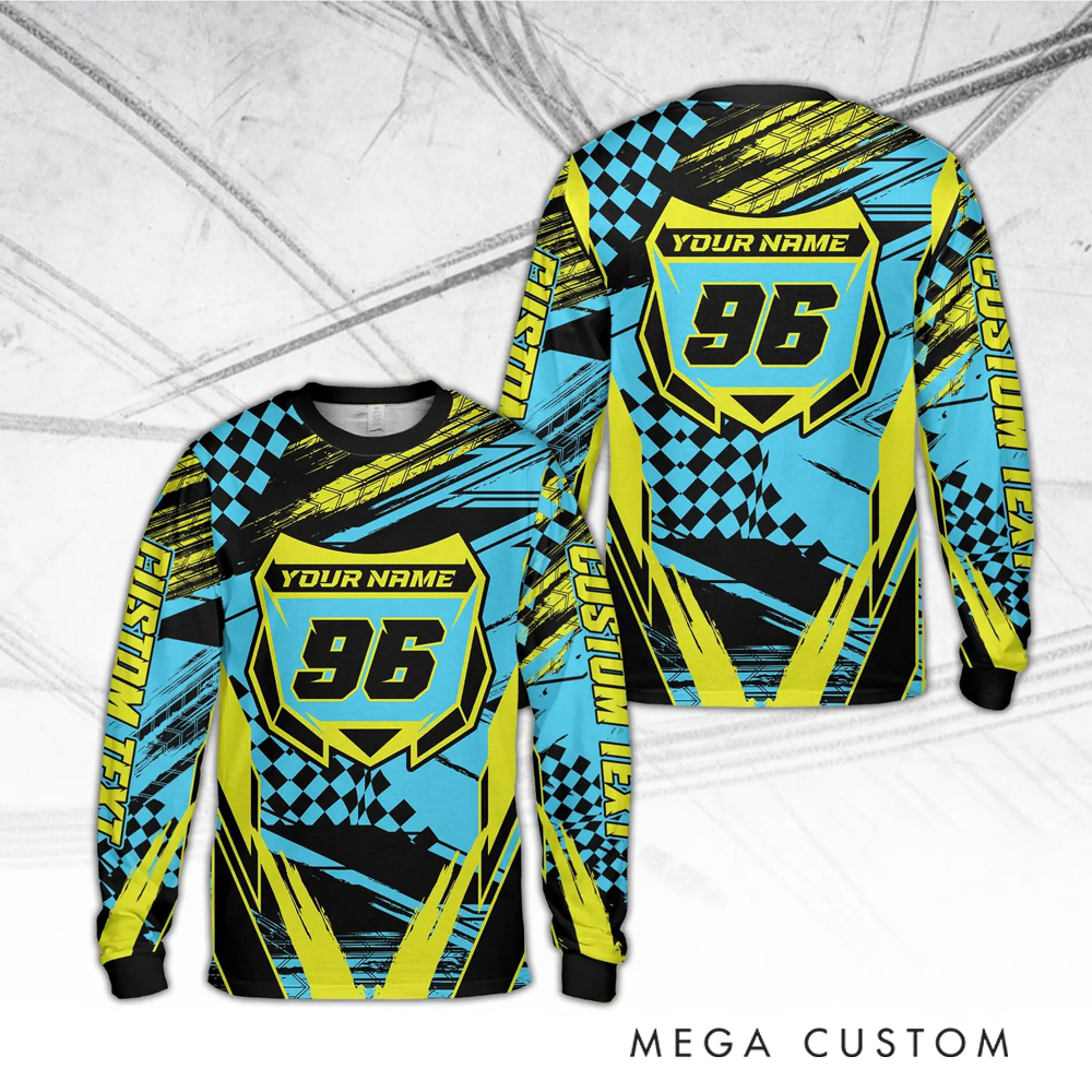 Personalized Motocross Racing Jersey Custom Mesh Knit Off-Road Shirt with Bold Graphics