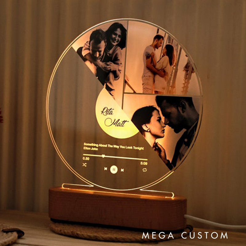 Personalized Photo Night Light Plaque Bedroom Decor Custom LED Night Light