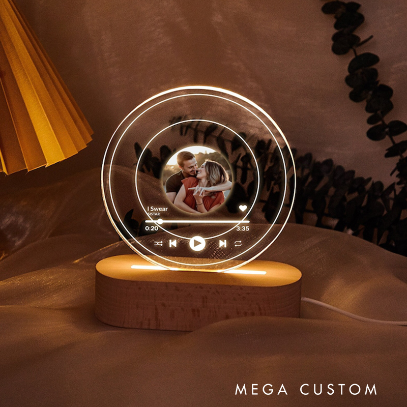 Personalized Music Record LED Night Light Custom Photo Own Music Art Song Light Music Photo Plaque Home Decor