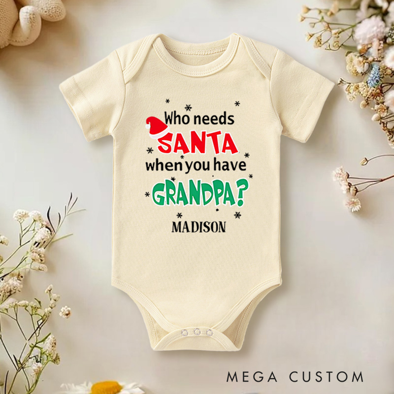 Personalized Santa and Grandpa Baby Onesie Perfect for Adding Humor and Love to Holiday Celebrations Baby Onesie
