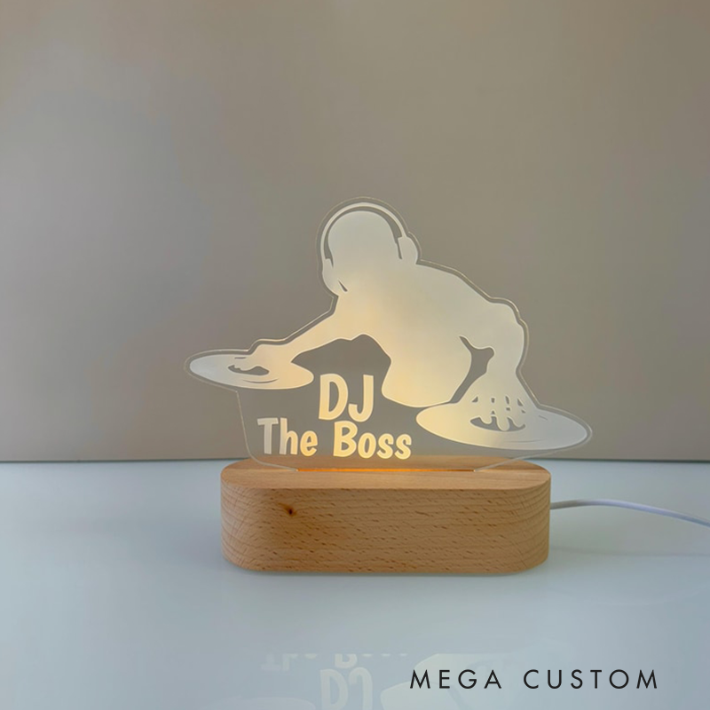 Personalized LED Lamp for Music Room DJ Night Light Unique Custom Club Decor DJ Gift Bedroom Lamp
