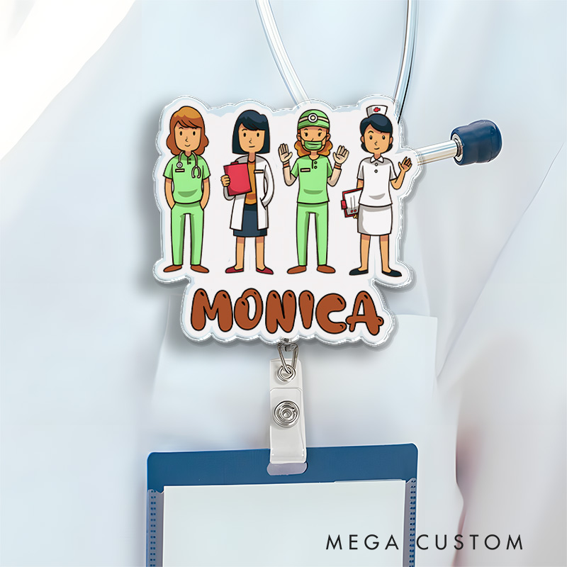 Personalized Nurse Badge Reel Customized Healthcare Team Nurse Design Badge Holder Nurse Badge Staff Reel Gift 