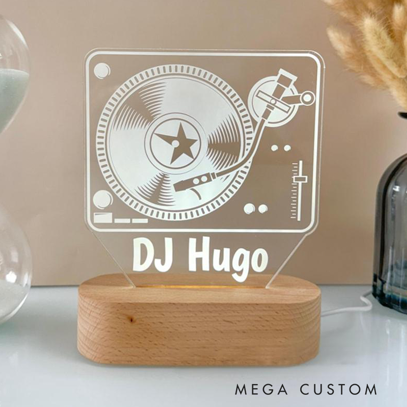 Personalized LED Lamp for Music Room DJ Night Light Unique Custom Club Decor DJ Gift Bedroom Lamp